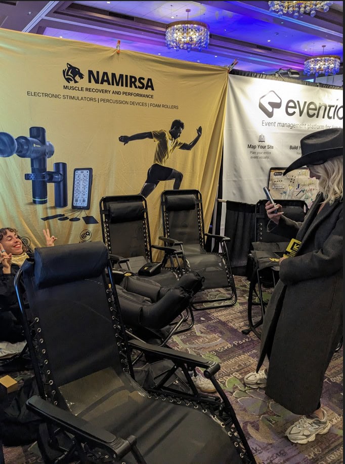 Namirsa Wellness massage chairs and recovery devices at SXSW tech expo