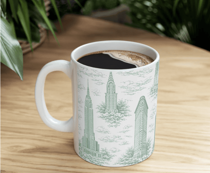 NewYorkPrideGoods New York City toile mug with skyline illustration