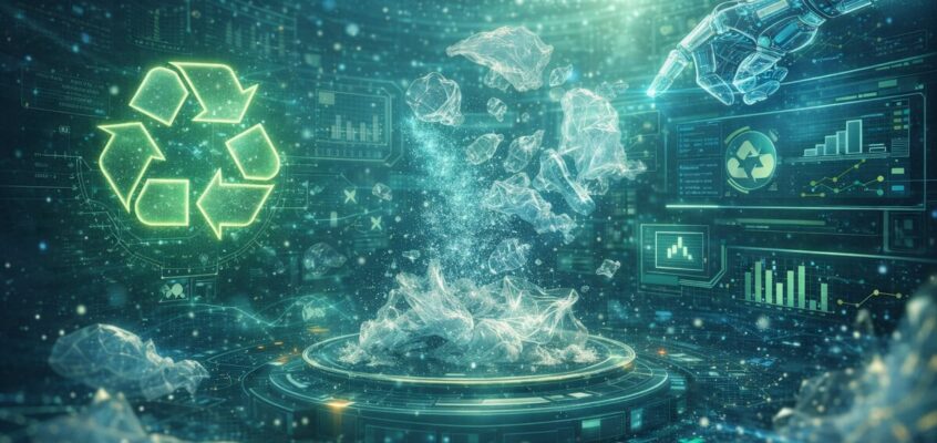 Digital concept of plastic recycling technology and circular economy