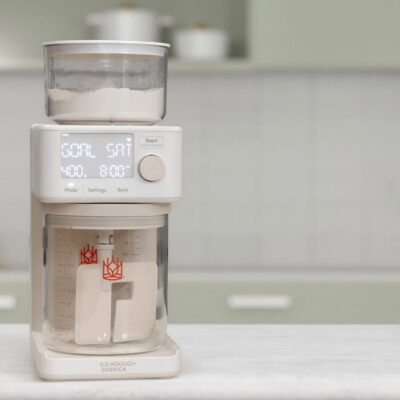 Sourdough Sidekick countertop appliance for automated sourdough starter feeding