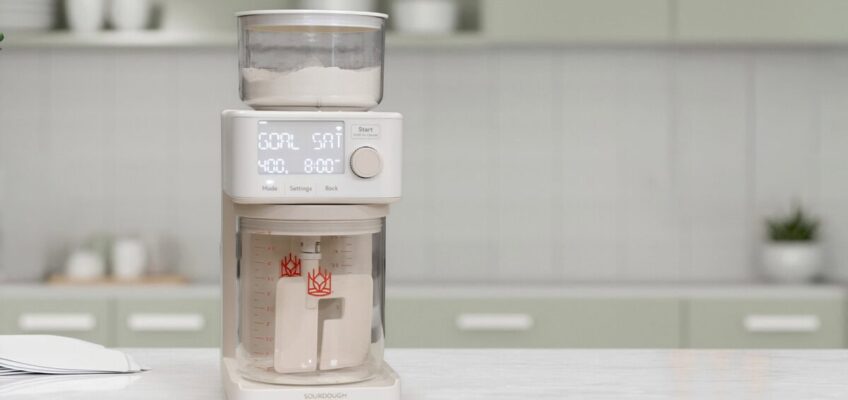 Sourdough Sidekick countertop appliance for automated sourdough starter feeding